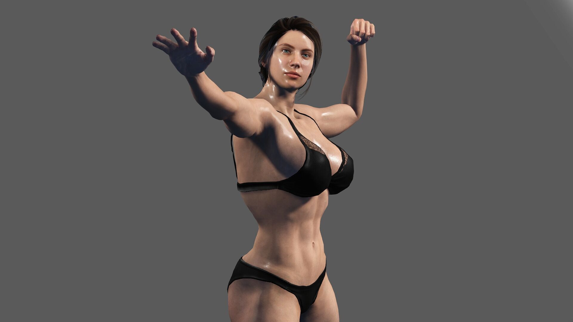 Female Body Builder Low-poly 3D model_9