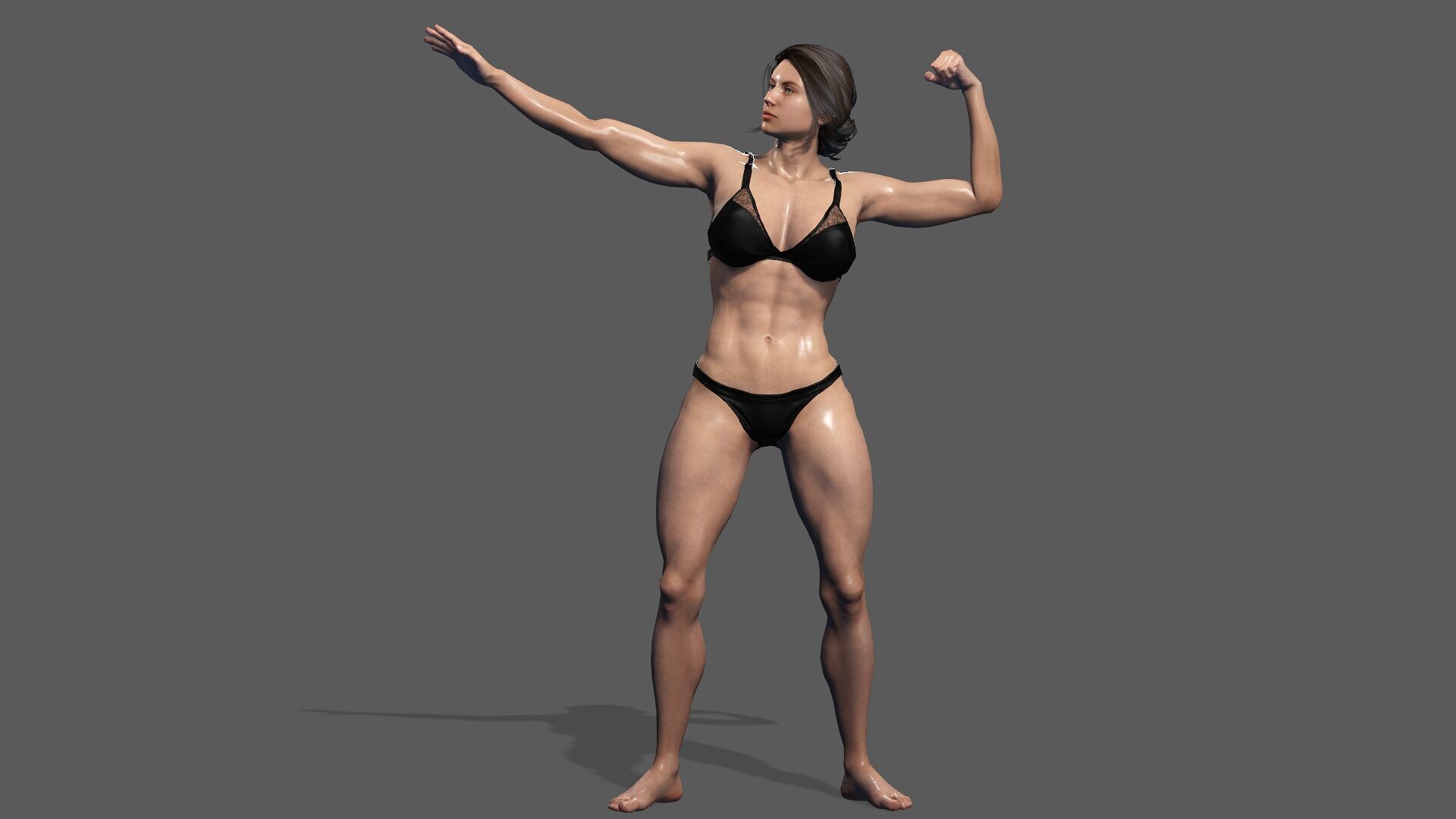Female Body Builder Low-poly 3D model_12