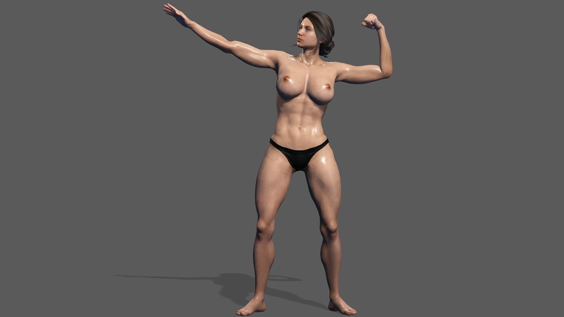 Female Body Builder Low-poly 3D model_13