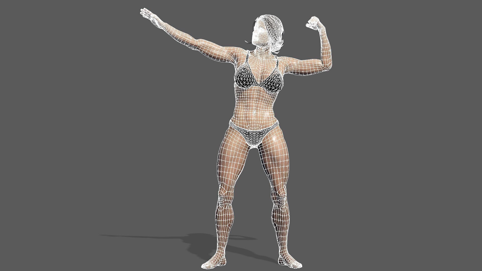 Female Body Builder Low-poly 3D model_15