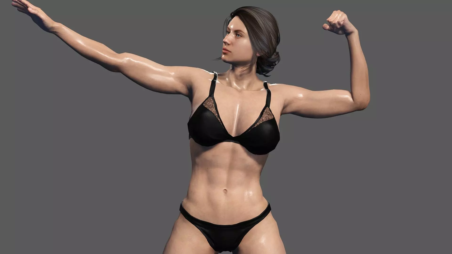 Female Body Builder Low-poly 3D model_0