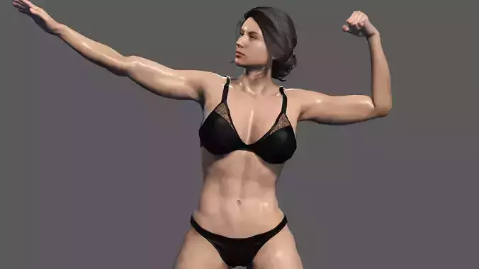 Female Body Builder Low-poly 3D model