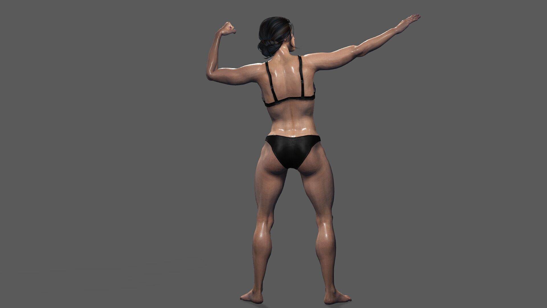 Female Body Builder Low-poly 3D model_11