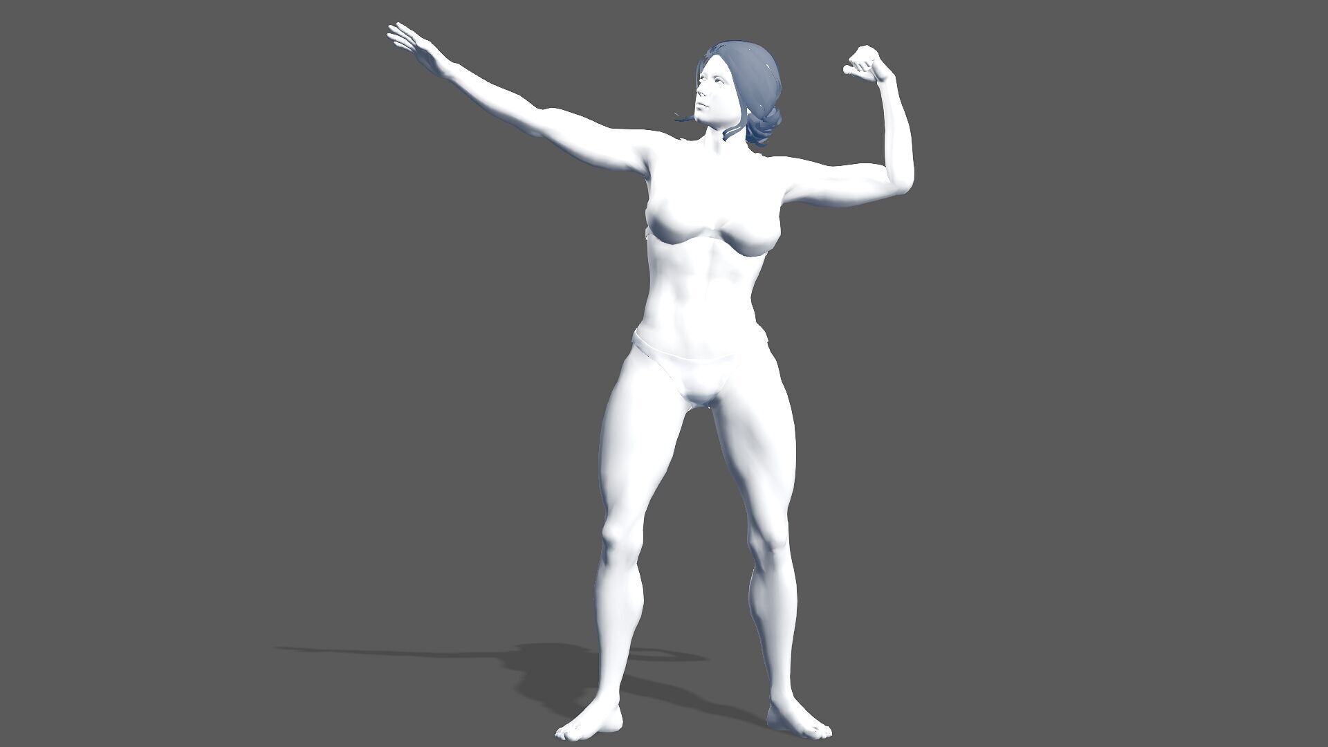 Female Body Builder Low-poly 3D model_14