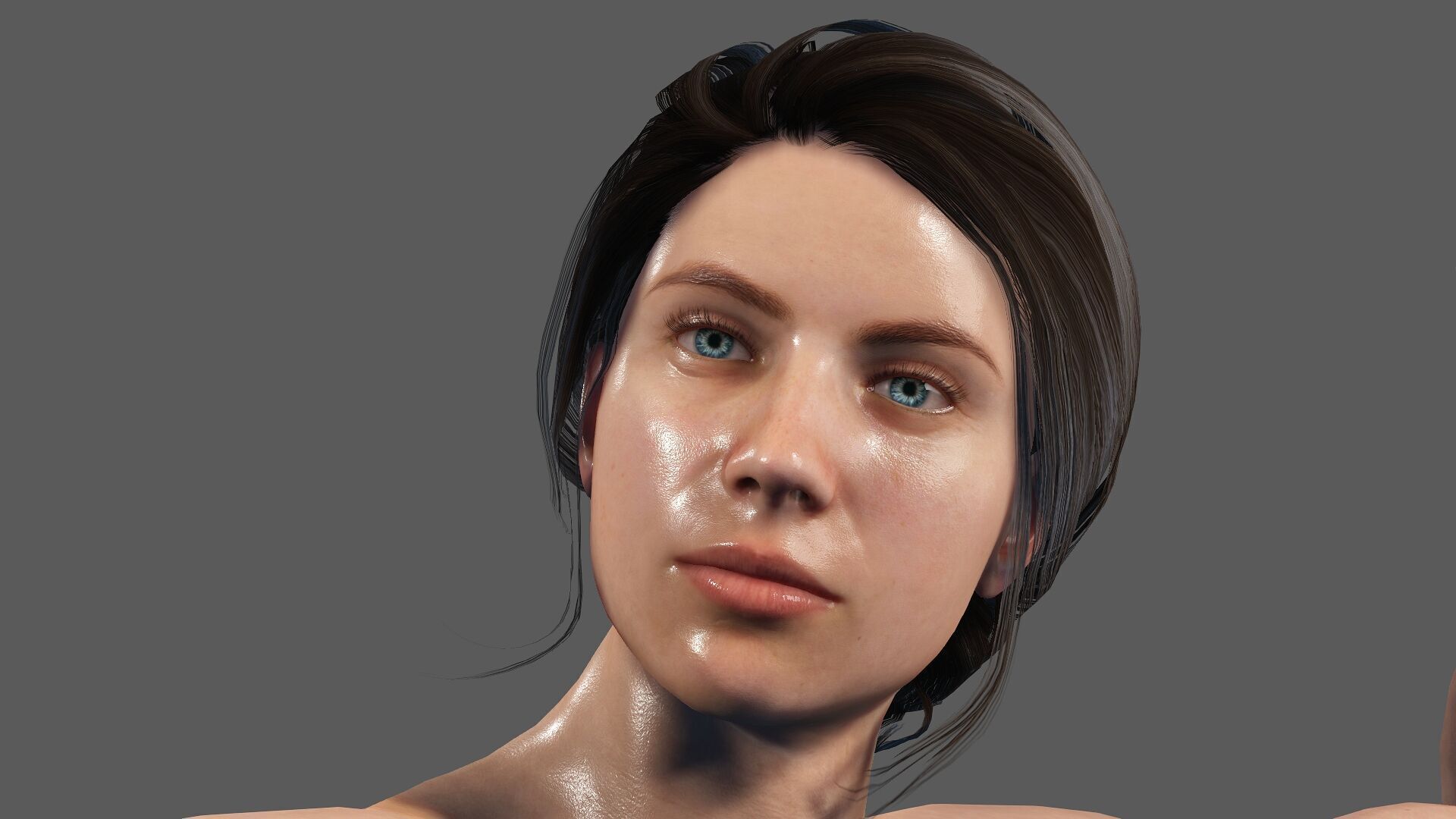 Female Body Builder Low-poly 3D model_2