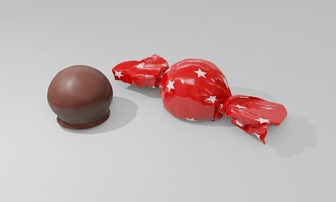 Bonbon With Packaging - Bombom com Embalagem Low-poly 3D model 2