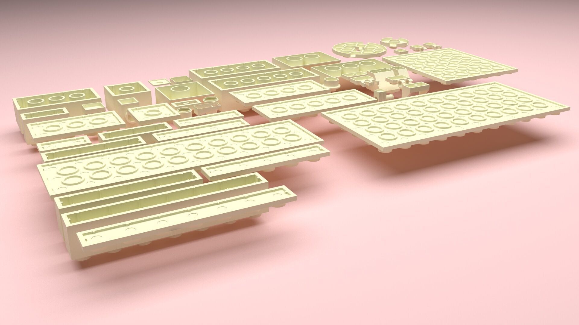 White Chocolate Lego Bricks Set 3D model_29