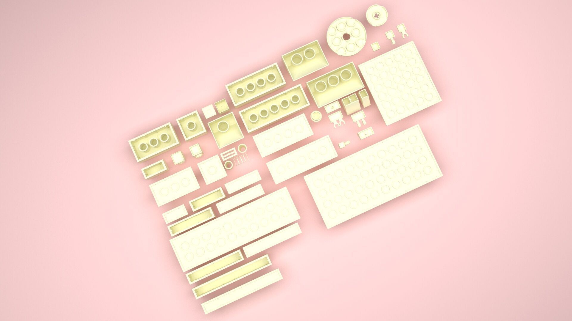 White Chocolate Lego Bricks Set 3D model_28