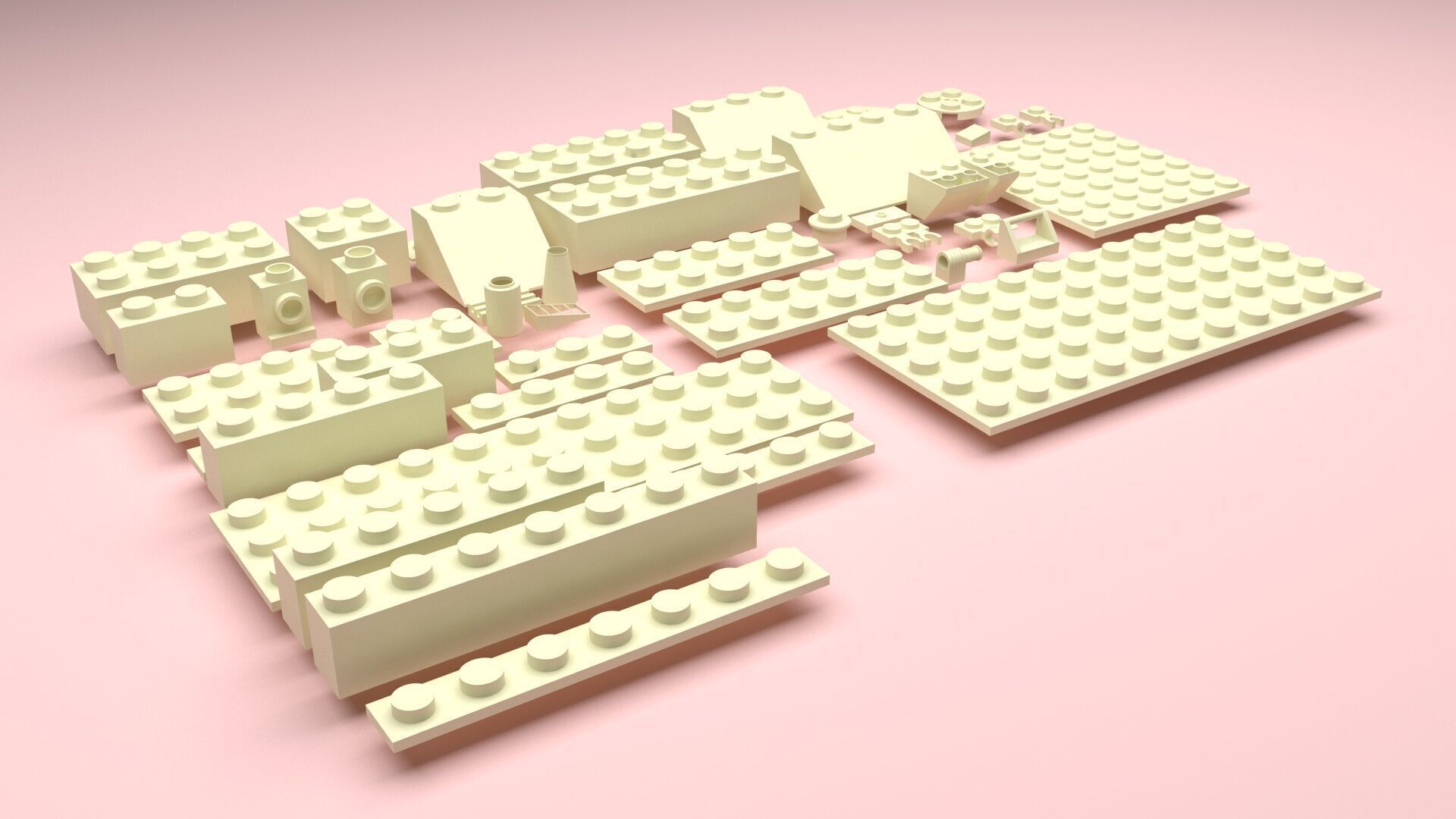 White Chocolate Lego Bricks Set 3D model_30
