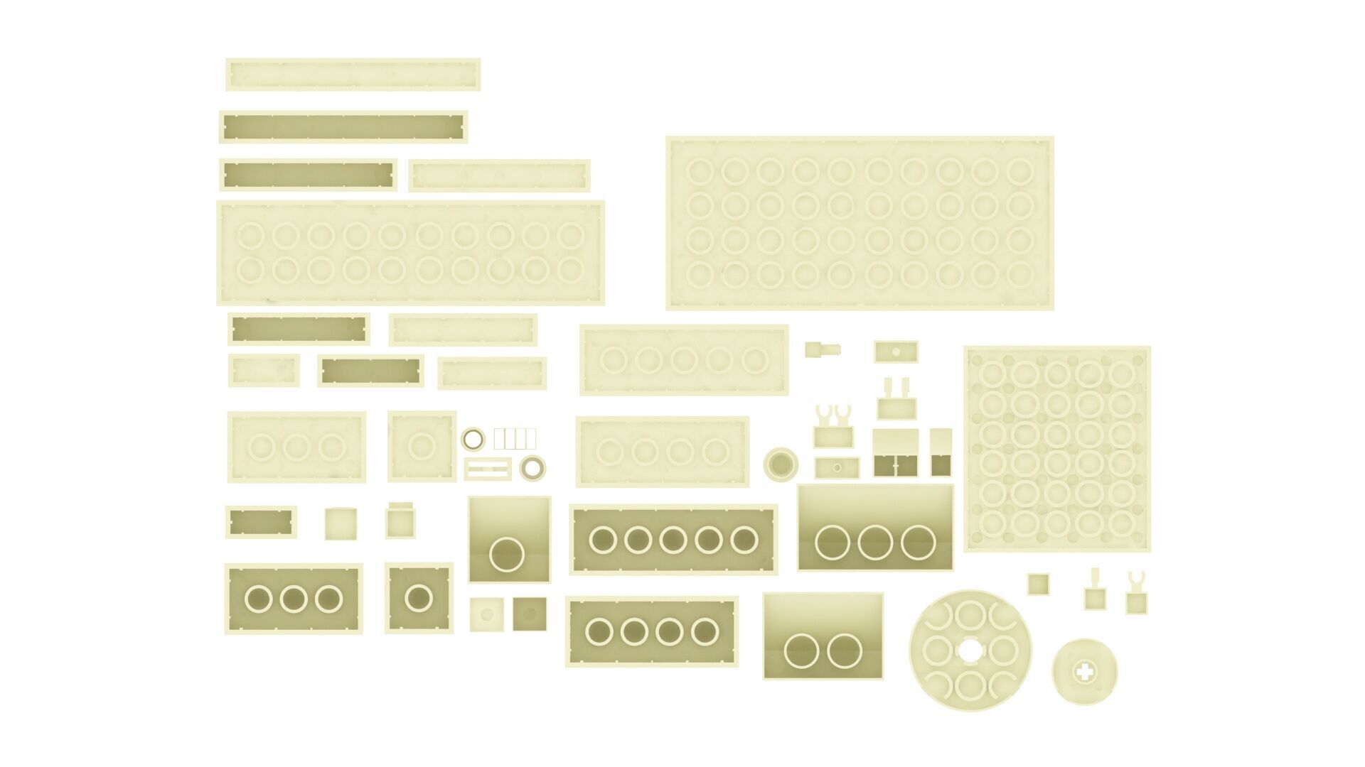 White Chocolate Lego Bricks Set 3D model_9