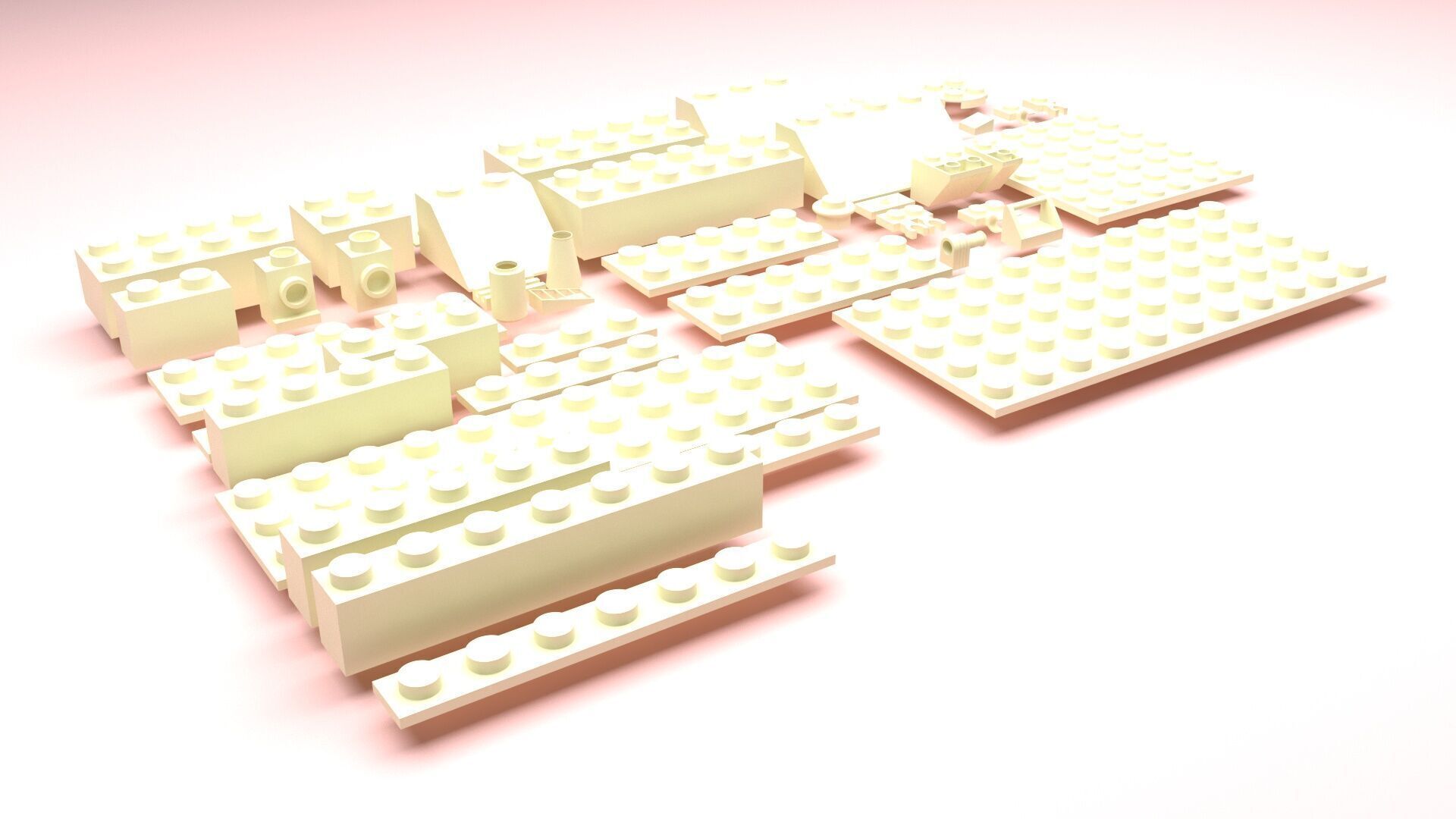 White Chocolate Lego Bricks Set 3D model_26