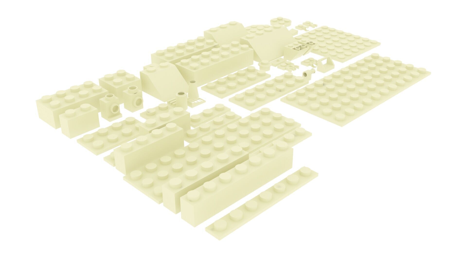 White Chocolate Lego Bricks Set 3D model_5