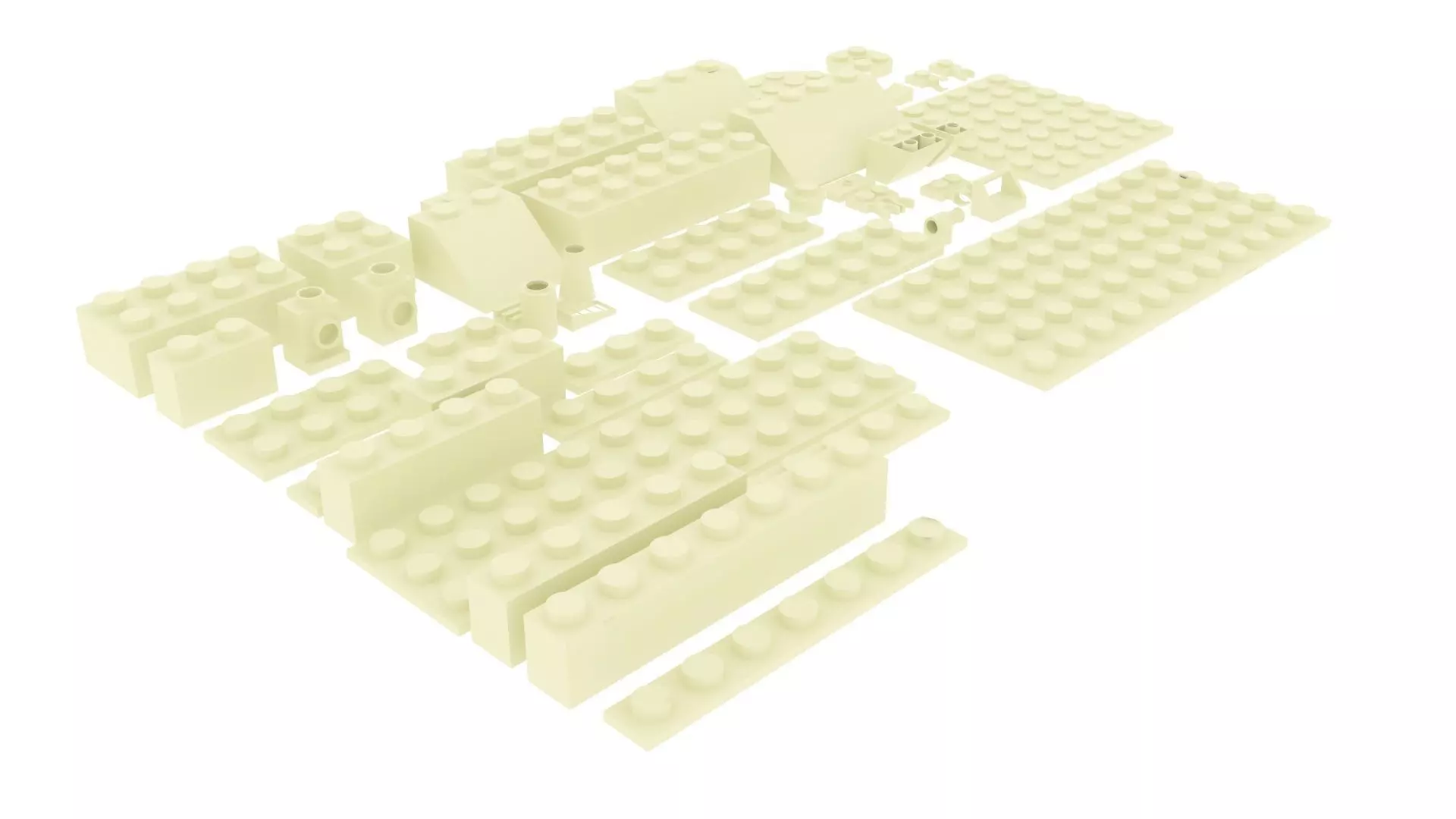 White Chocolate Lego Bricks Set 3D model_0