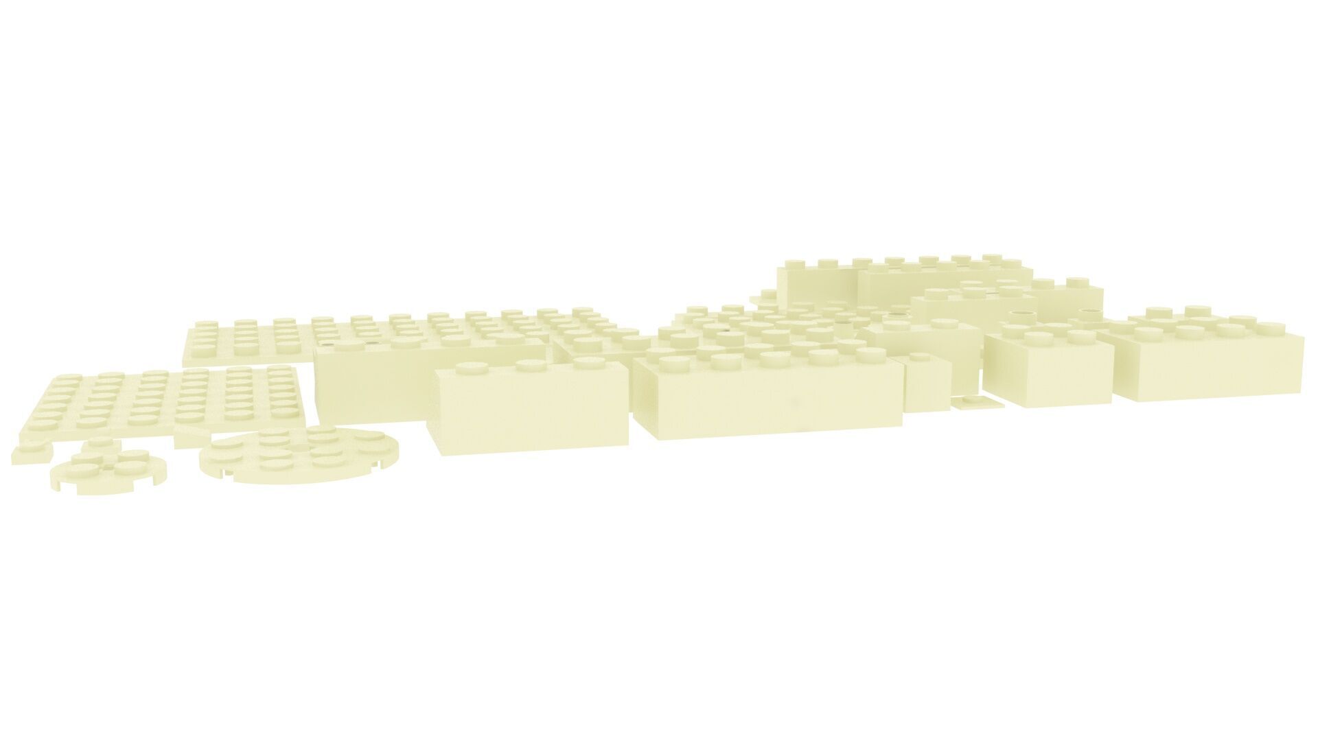 White Chocolate Lego Bricks Set 3D model_2