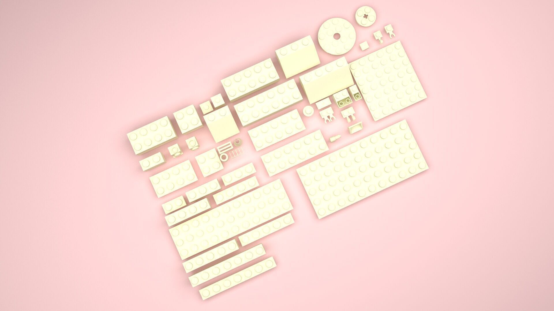 White Chocolate Lego Bricks Set 3D model_27