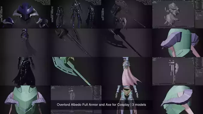Overlord Albedo Full Armor and Axe for Cosplay