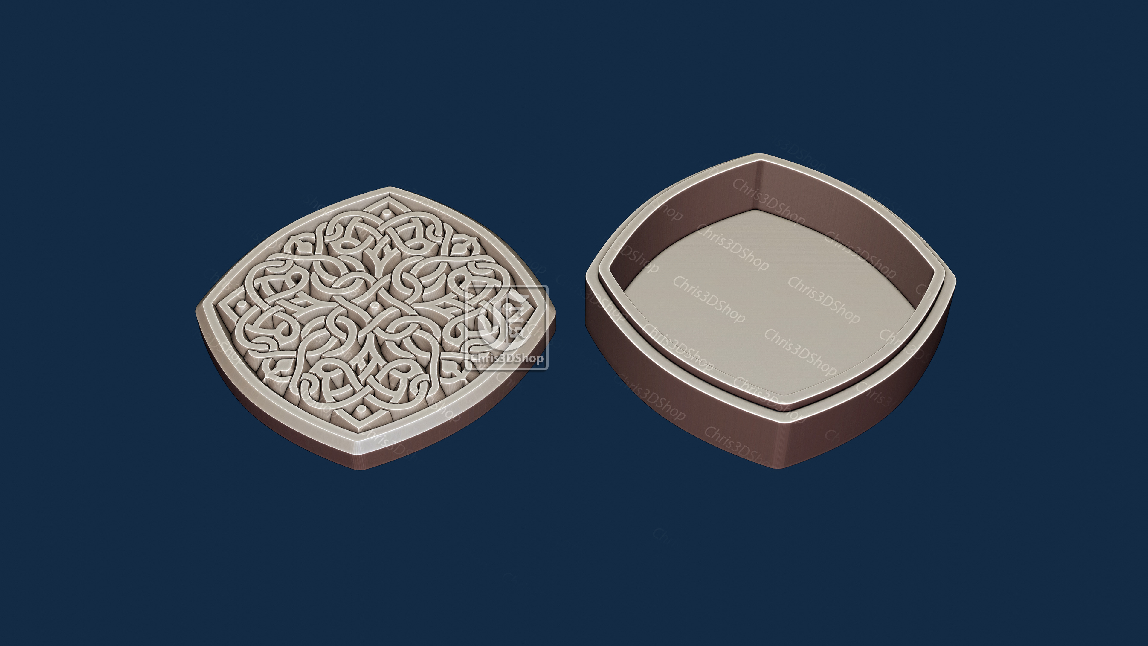 V-Carved Knot Jewelry Box 3 - Digital Files for CNC Router  3D model_1