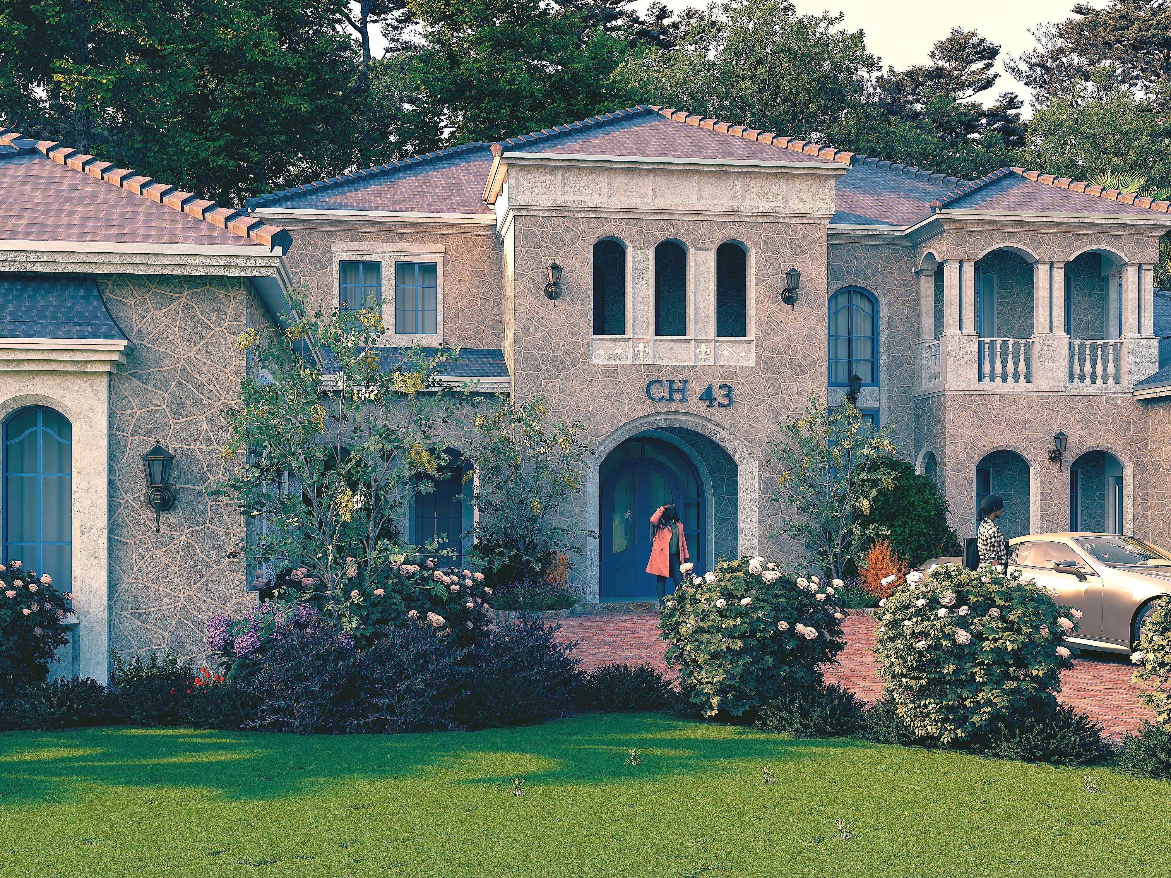 COUNTRY HOUSE SKETCHUP VRAY RENDER REFERENCE FILE 3D model_3