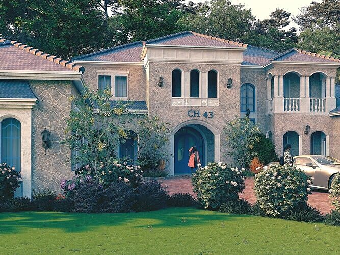 COUNTRY HOUSE SKETCHUP VRAY RENDER REFERENCE FILE 3D model 4
