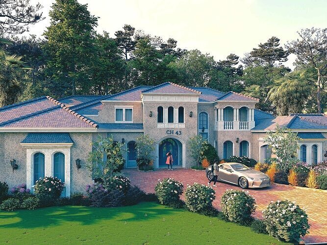 COUNTRY HOUSE SKETCHUP VRAY RENDER REFERENCE FILE 3D model 2