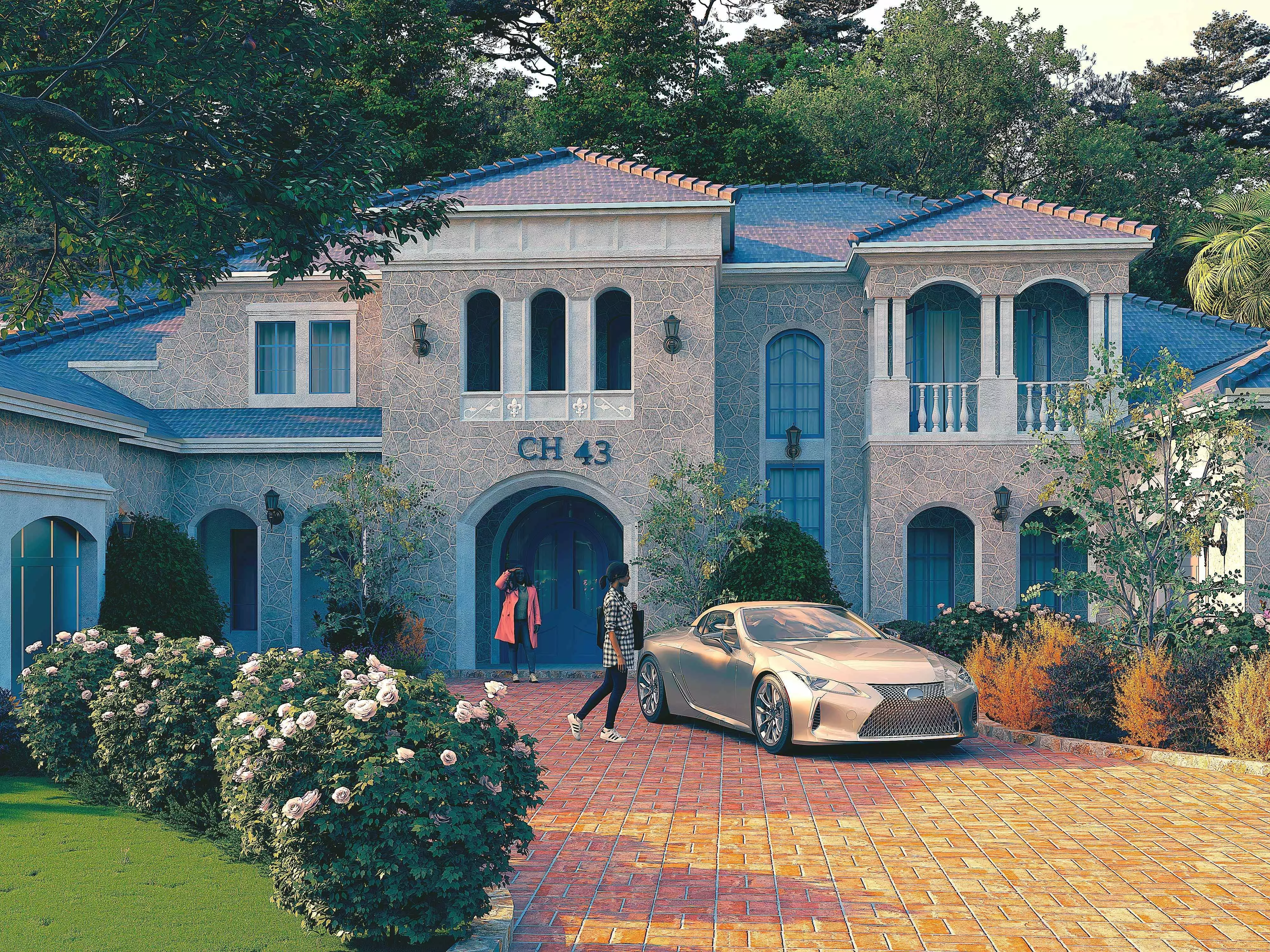 COUNTRY HOUSE SKETCHUP VRAY RENDER REFERENCE FILE 3D model_0