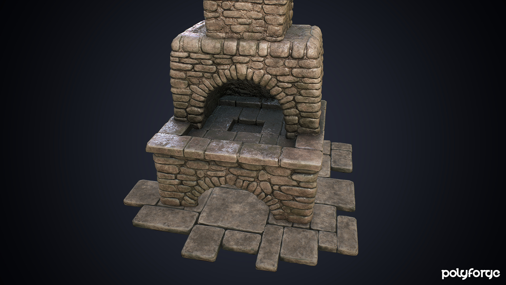 Medieval Stone Blacksmith Forge and Hearth Low-poly 3D model_2