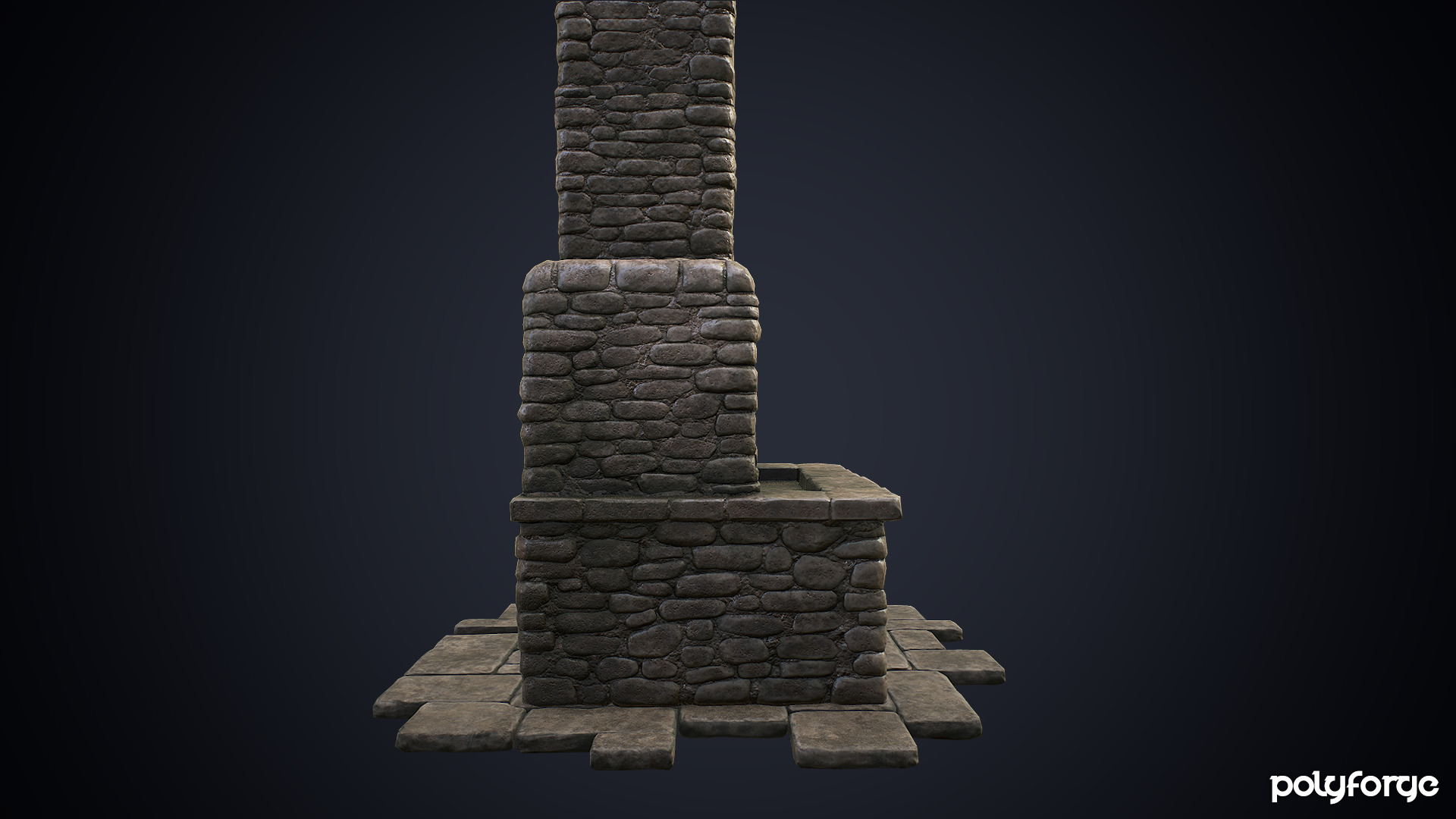 Medieval Stone Blacksmith Forge and Hearth Low-poly 3D model_6