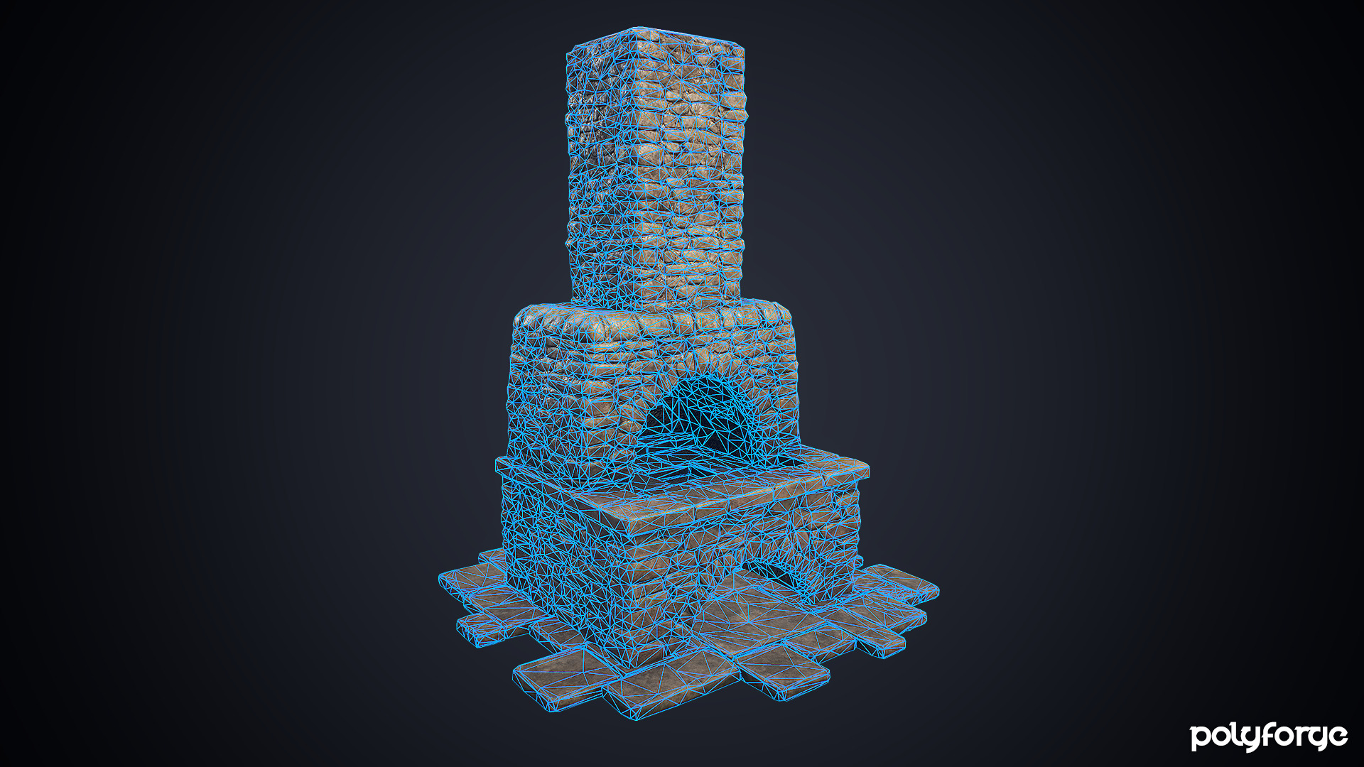 Medieval Stone Blacksmith Forge and Hearth Low-poly 3D model_8