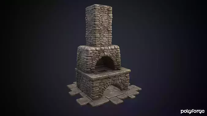 Medieval Stone Blacksmith Forge and Hearth Low-poly 3D model