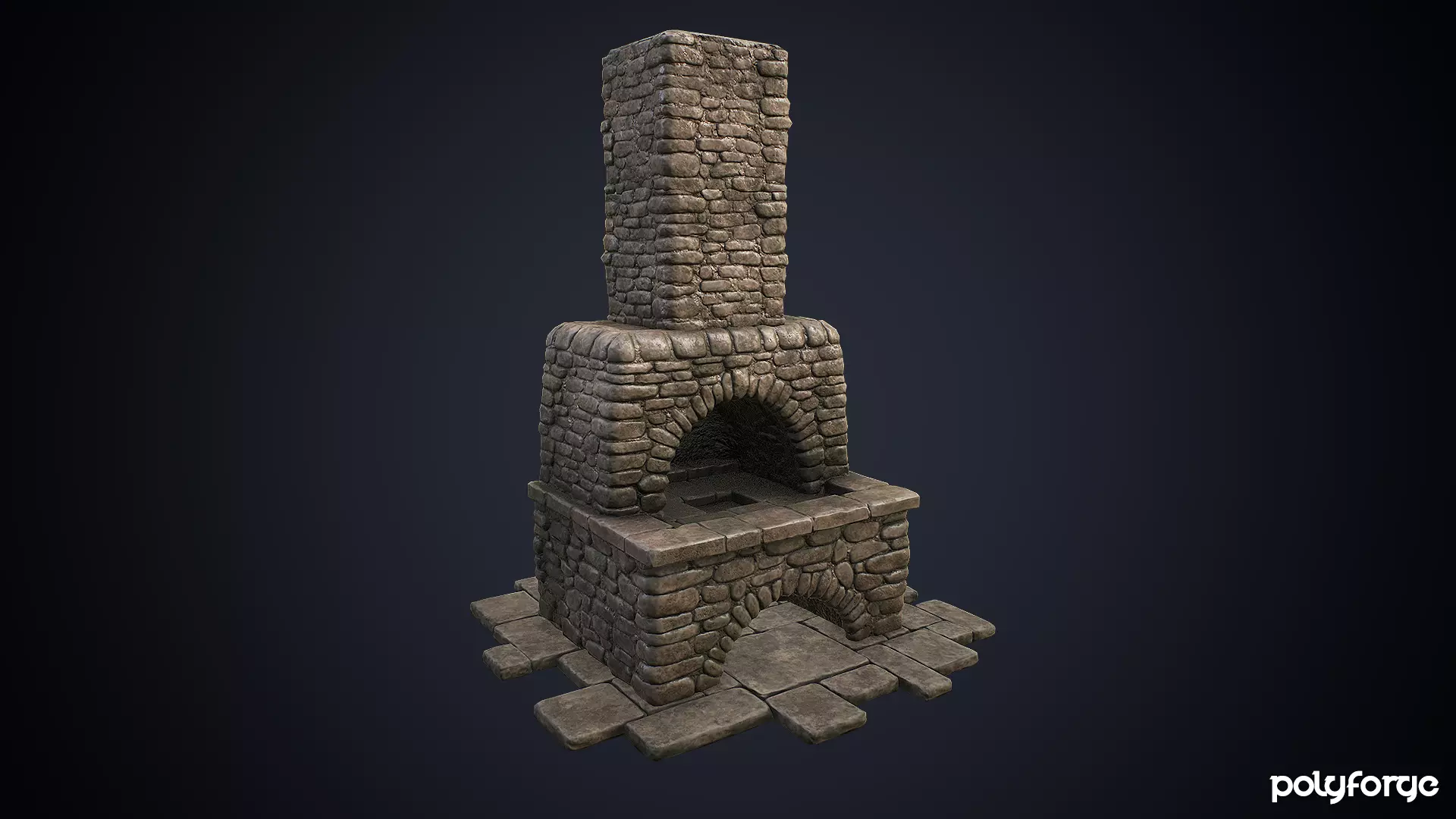 Medieval Stone Blacksmith Forge and Hearth Low-poly 3D model_0