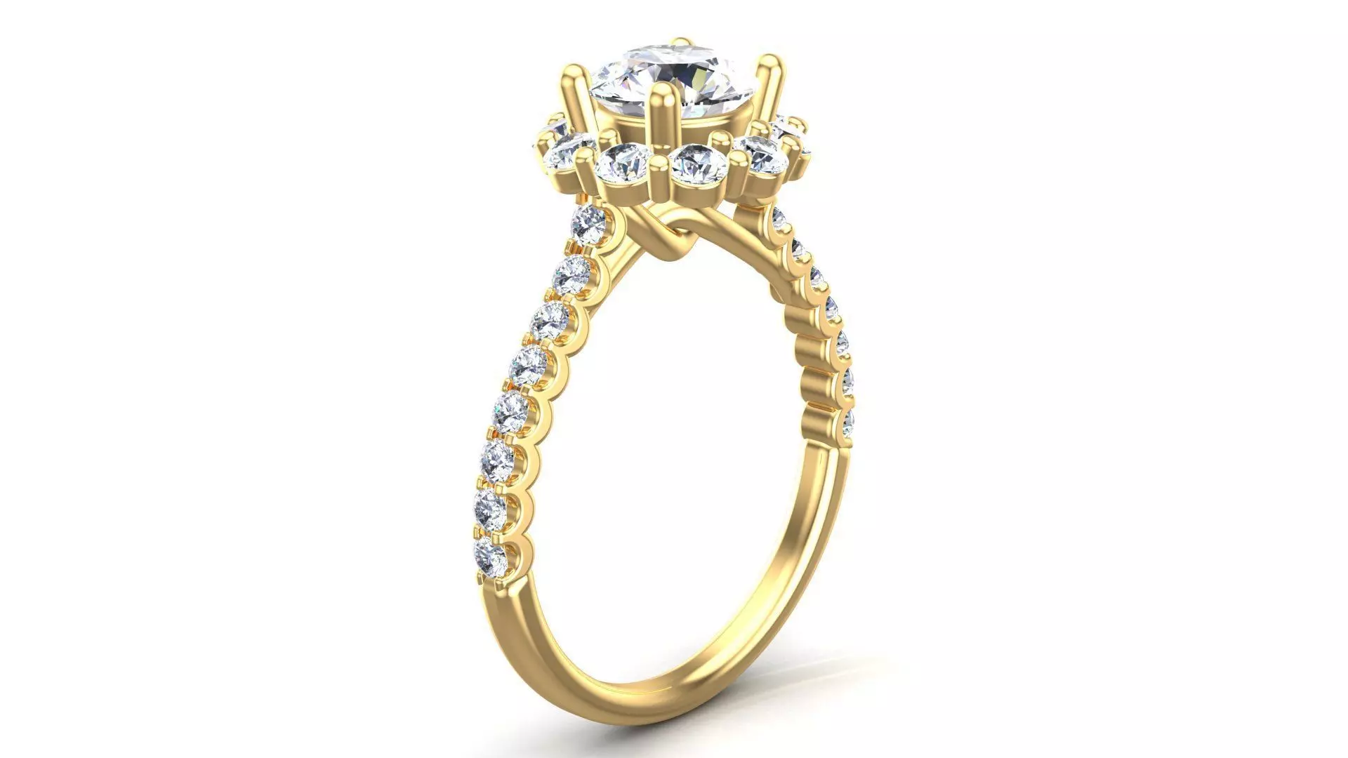 Classic Diana Round Halo Diamond Ring 3D print model