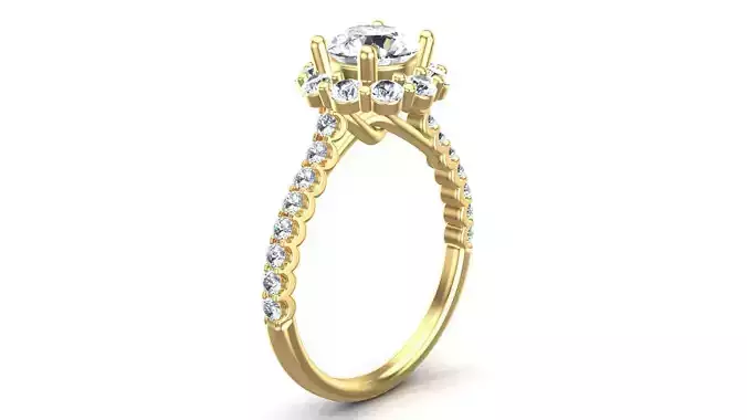 Classic Diana Round Halo Diamond Ring 3D print model