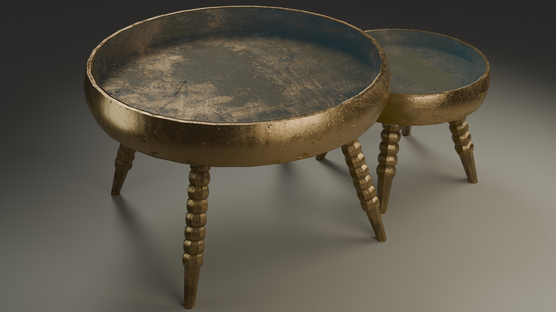 Round Table Set  PBR Textured Low-poly 3D model_5