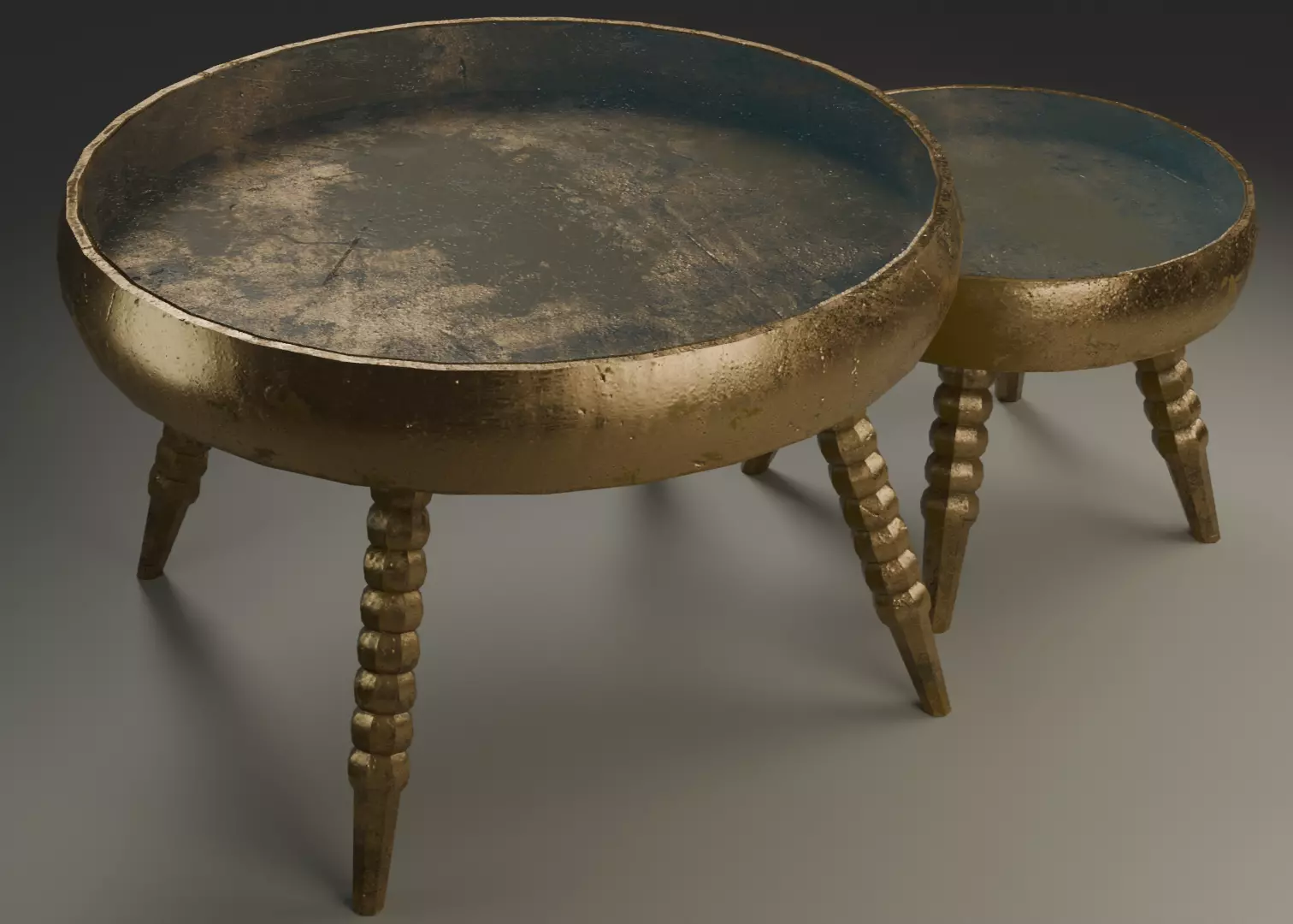 Round Table Set  PBR Textured Low-poly 3D model_0