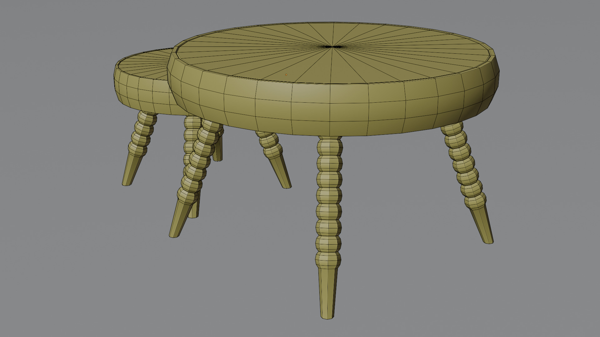 Round Table Set  PBR Textured Low-poly 3D model_7