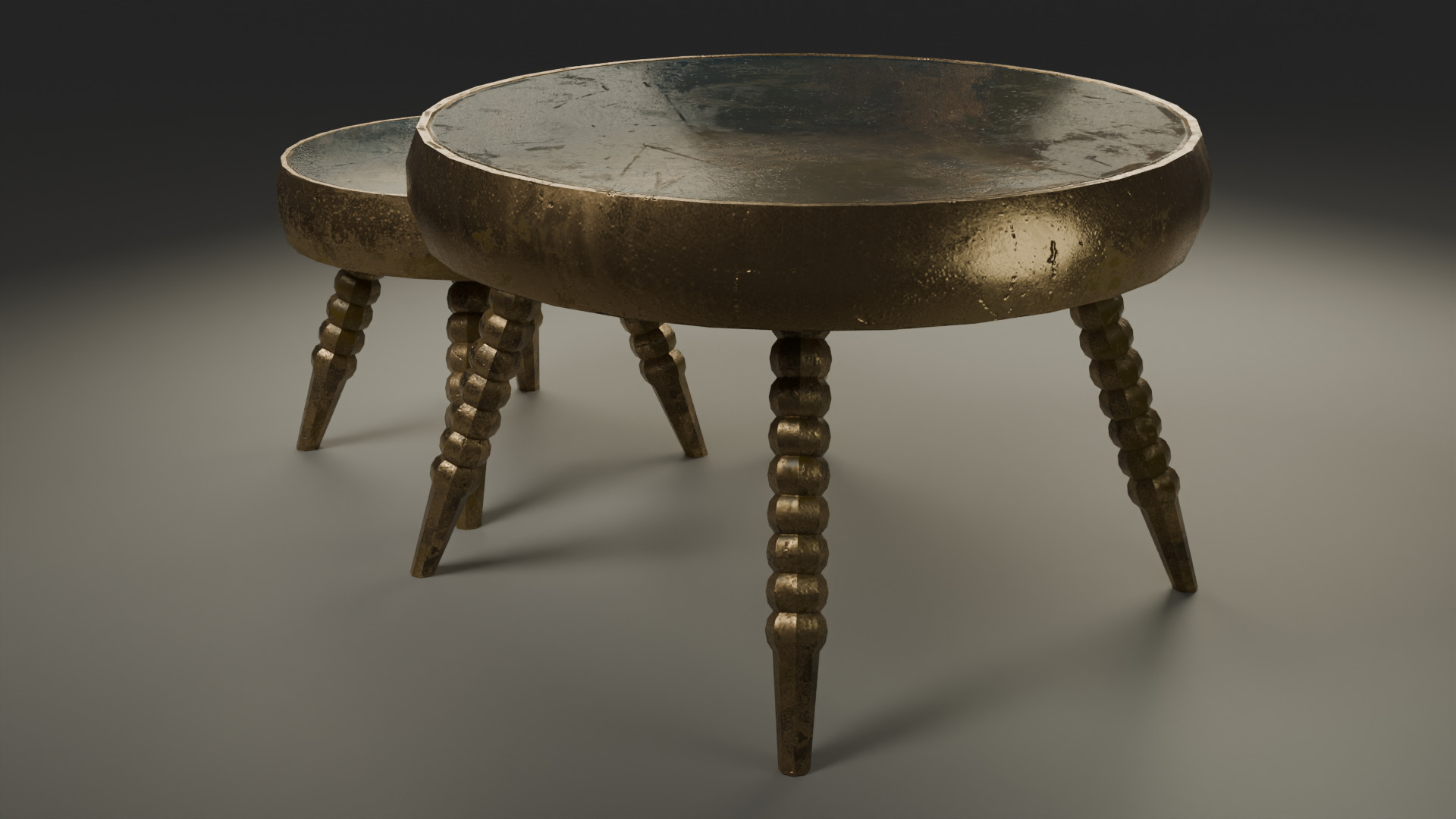 Round Table Set  PBR Textured Low-poly 3D model_1