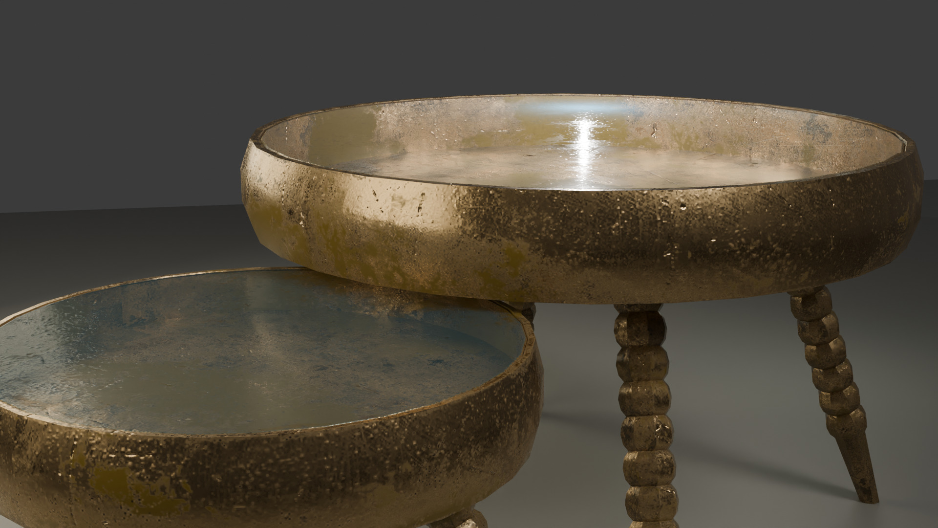 Round Table Set  PBR Textured Low-poly 3D model_6