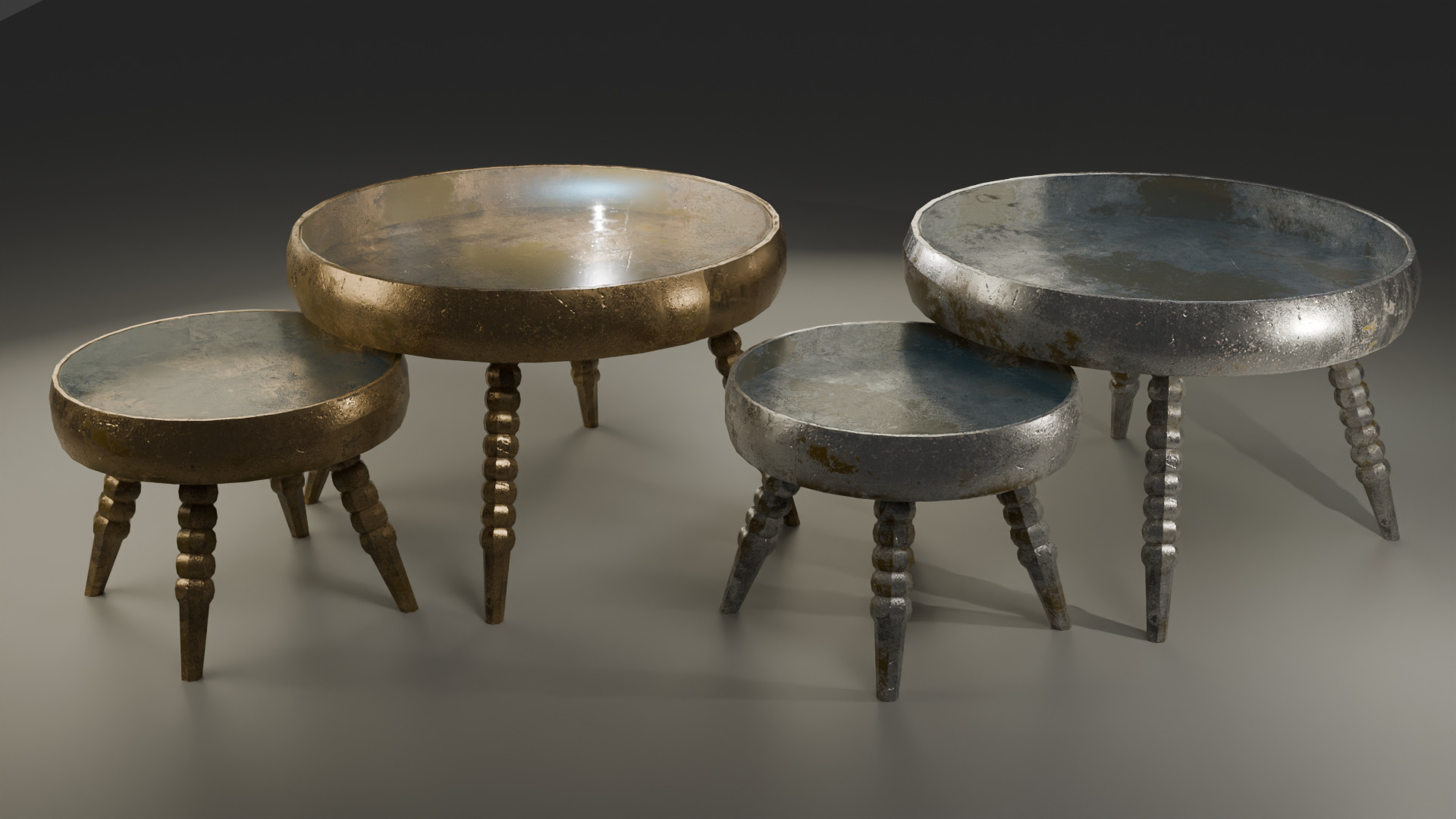 Round Table Set  PBR Textured Low-poly 3D model_3