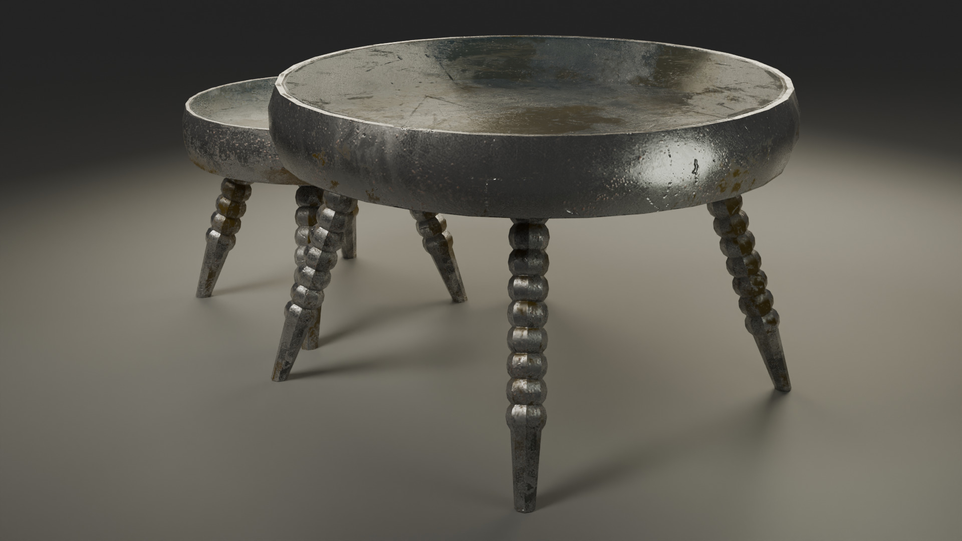 Round Table Set  PBR Textured Low-poly 3D model_2