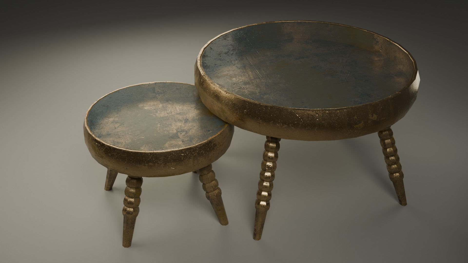Round Table Set  PBR Textured Low-poly 3D model_4
