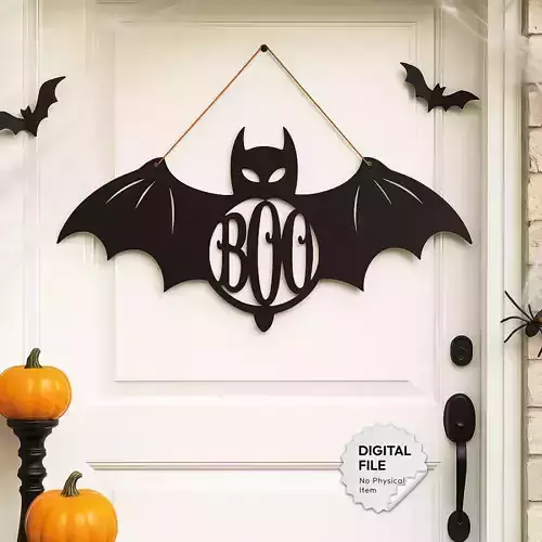Bat Halloween Sign - Bat Boo - Scare - Wall - Door Hanger 3D print model