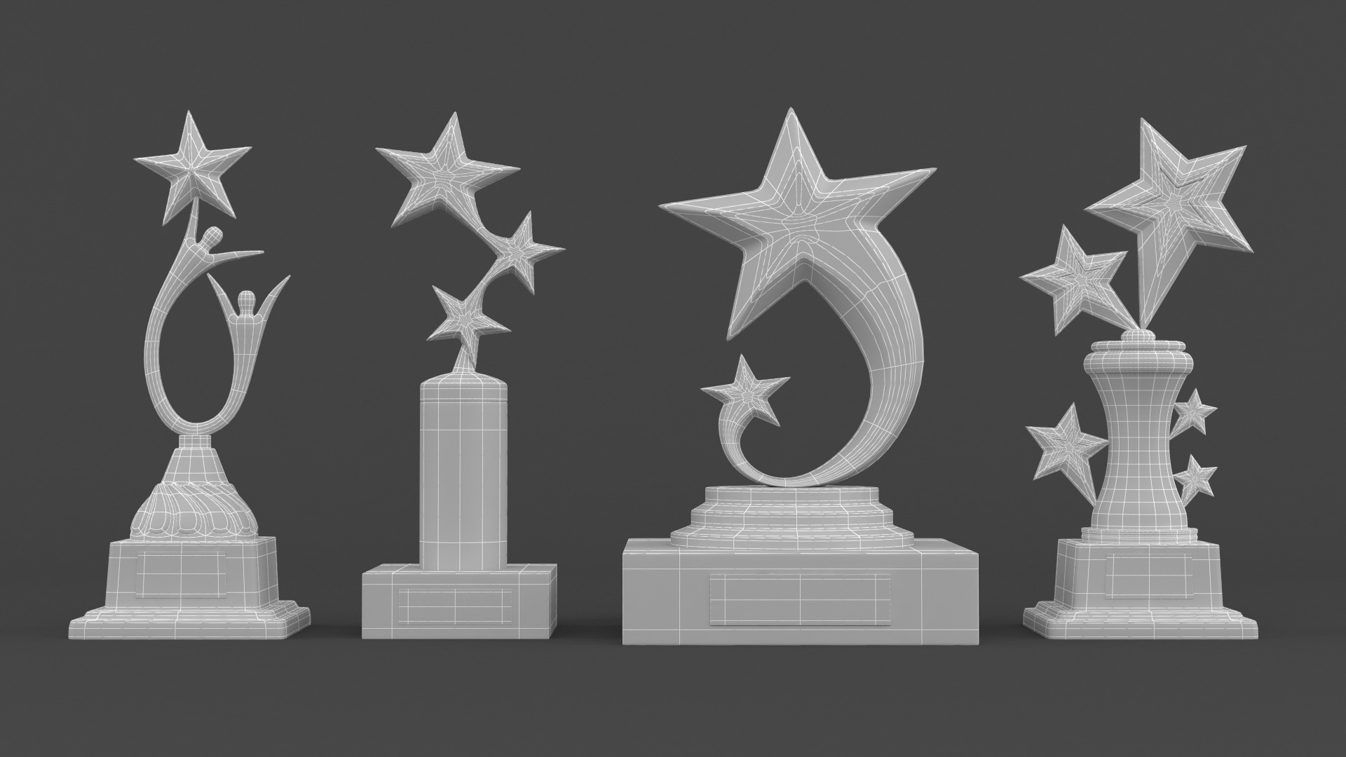 Gold Trophy Cups 3D model_9