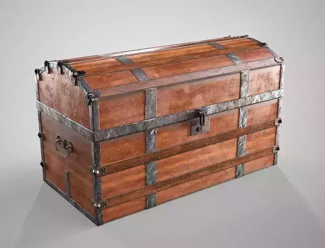 Wooden Medieval Chest - Antique Treasure Trunk AAA