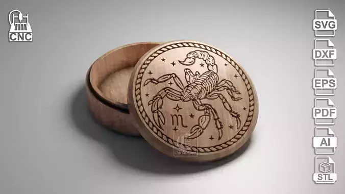 Scorpio Zodiac Sign - Jewelry Box - Files for CNC Router 