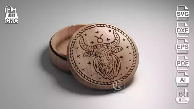 Taurus Zodiac Sign V-Carved - Digital Files for CNC Router 