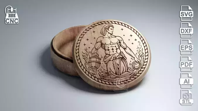 Aquarius Zodiac Sign V-Carved - Digital Files for CNC Router 