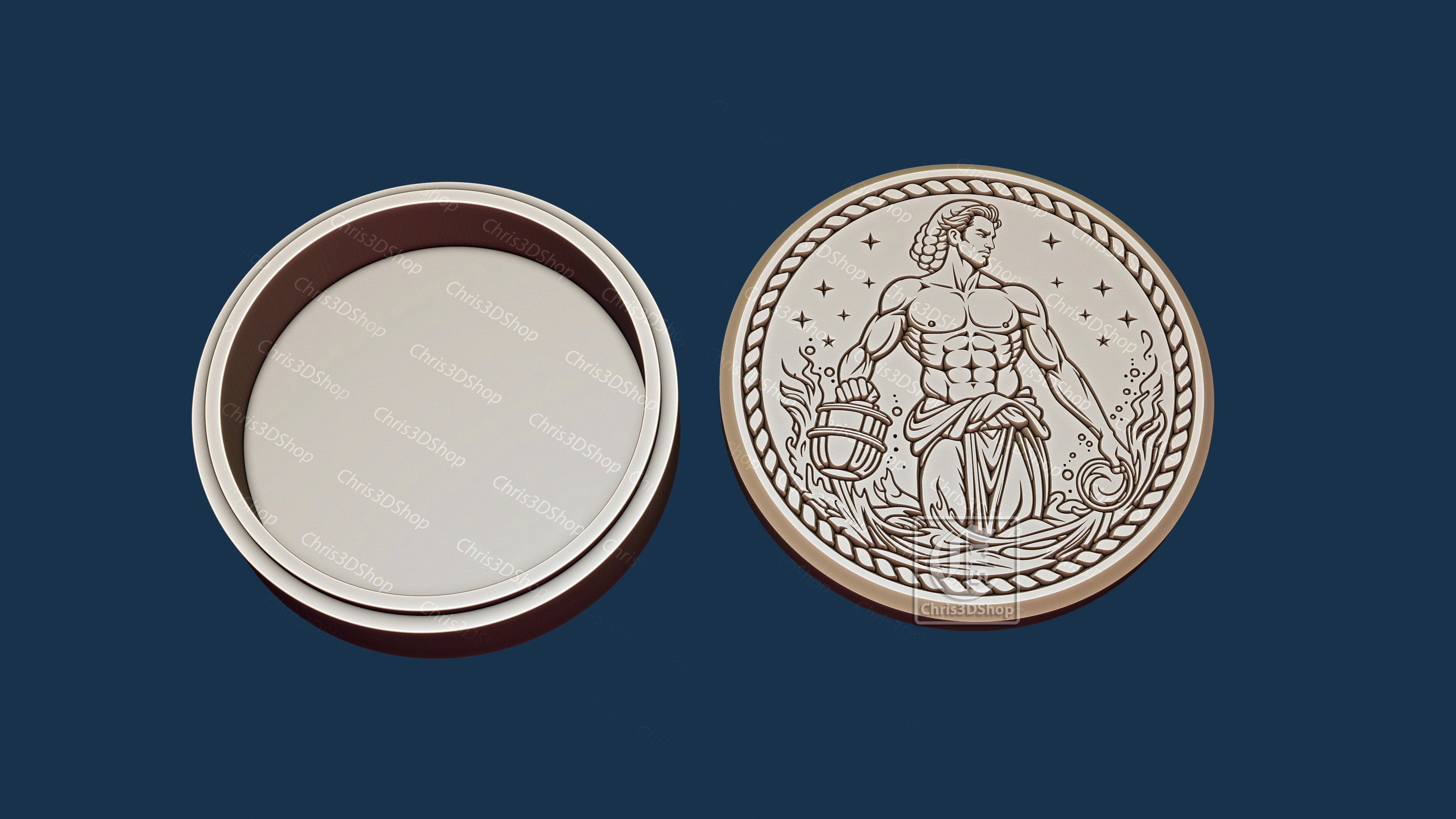 Aquarius Zodiac Sign V-Carved - Digital Files for CNC Router 3D model_1