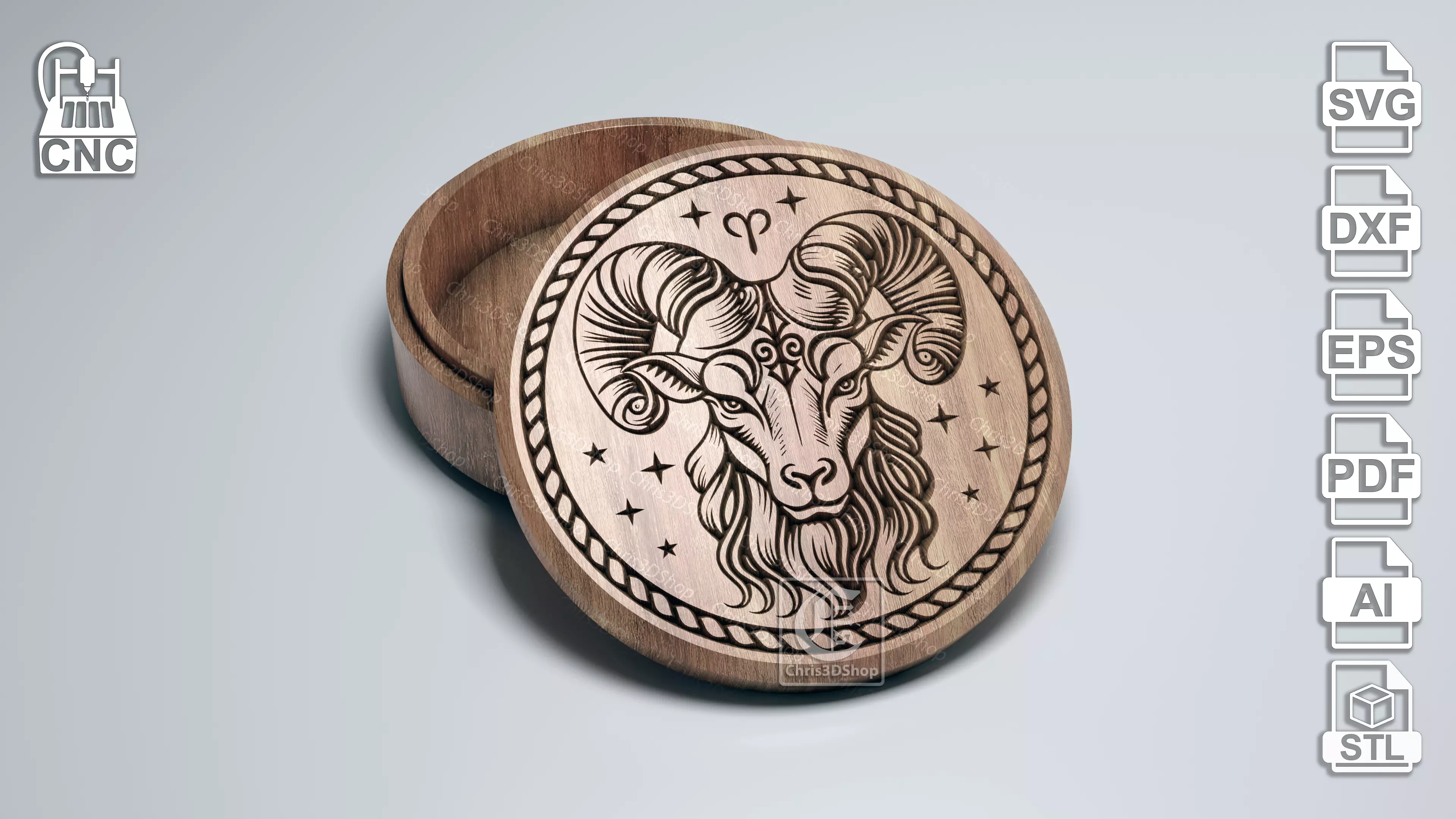 Aries Zodiac Sign V-Carved - Digital Files for CNC Router 3D model