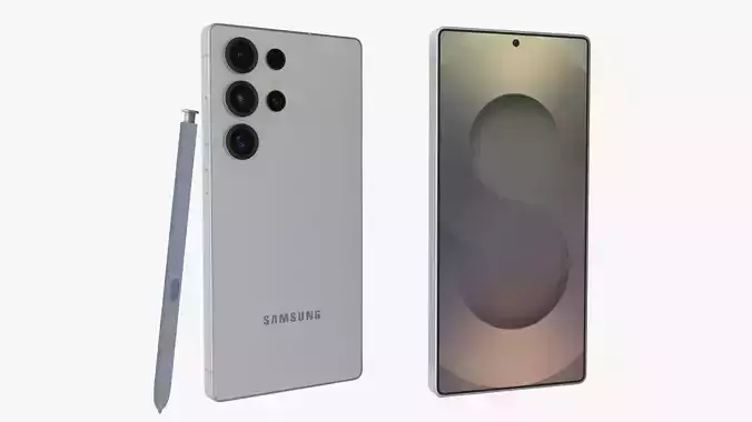 Samsung Galaxy S25 Ultra Titanium Whitesilver Low-poly 3D model