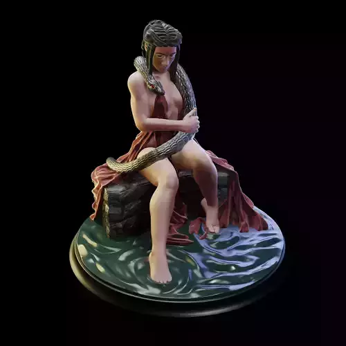 Snake Curled Around Woman Figure 